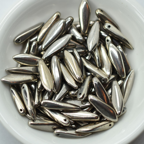 5x16mm Dagger Crystal Full Argentic, 25 Beads Czech Glass