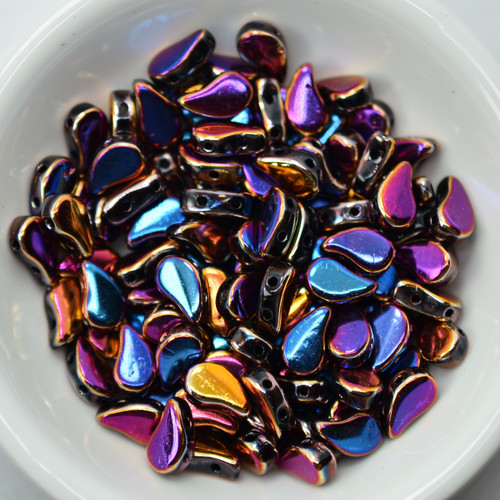 Paisley Duo Two Hole Jet Full Sliperit, 30 Beads Czech Glass