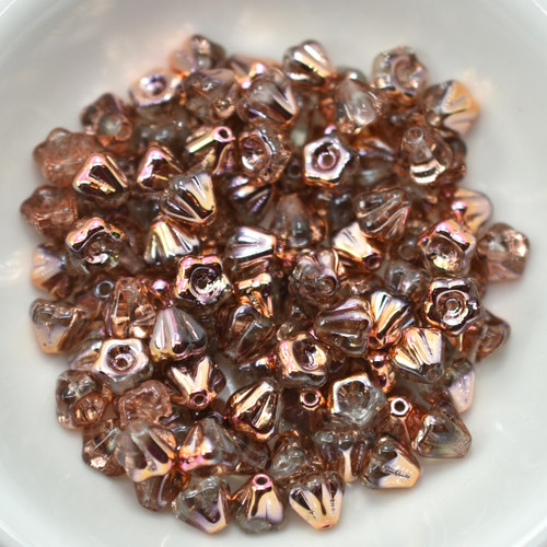 4x6mm Bell Flower Crystal Sunset, 30 Beads Czech Glass