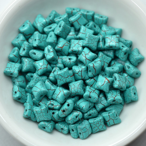 Wibeduo® 8x8mm 2-hole Ionic Turquoise Brown, 25 Beads Czech Glass