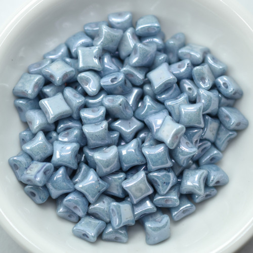 Wibeduo® 8x8mm 2-hole Chalk Baby Blue luster, 25 Beads Czech Glass