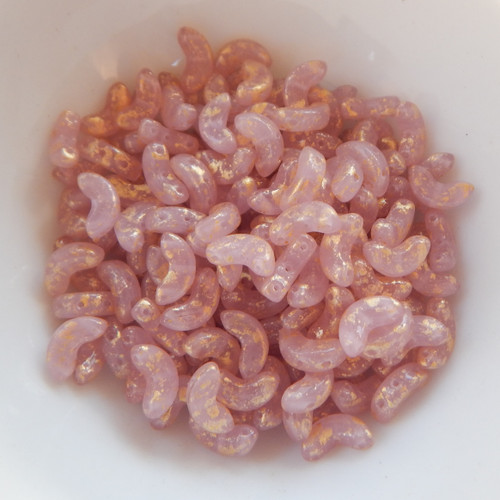 25 Beads - Arcos® par Puca® Paris - Pink Opal Splash - Czech Glass