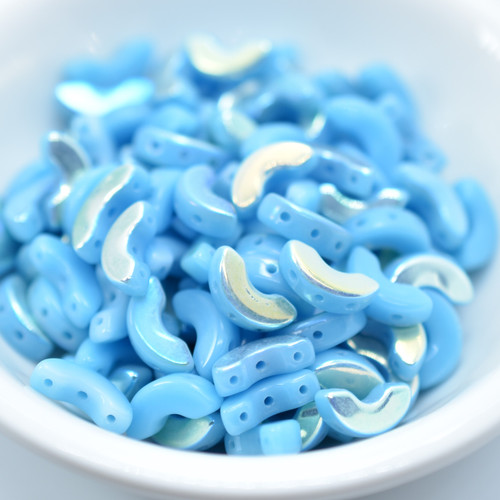 25 Beads - Arcos® par Puca® Paris Opaque Blue Turquoise AB - Czech Glass