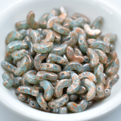 25 Beads - Arcos® par Puca® Paris Blue Green Opal Tweedy - Czech Glass