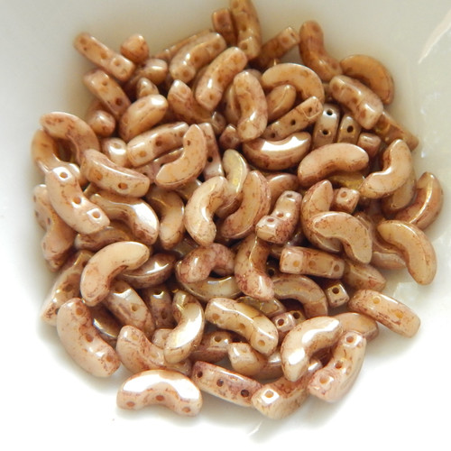 25 Beads - Arcos® par Puca® Paris Opaque Beige Bronze - Czech Glass