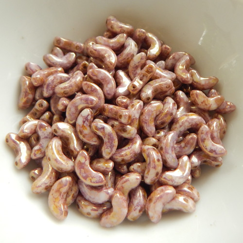 25 Beads - Arcos® par Puca® Paris Opaque Mix Rose Gold Ceramic Look - Czech Glass