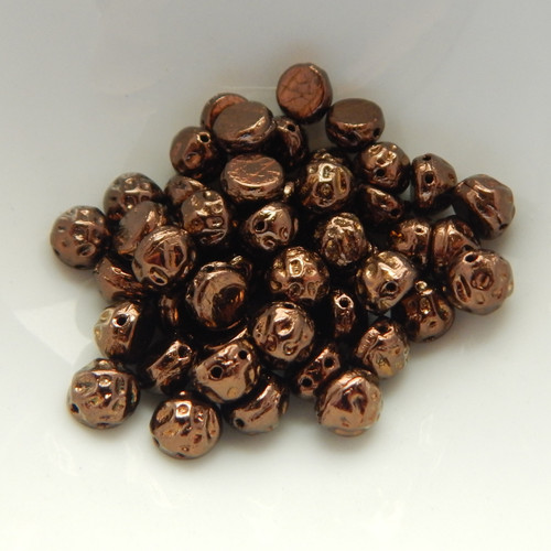 20 Beads - Baroque Cabochon 7mm 2-Hole Jet Dark Bronze