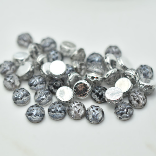 20 Beads - Baroque Cabochon 7mm 2-Hole Backlit Periwinkle, Czech Glass
