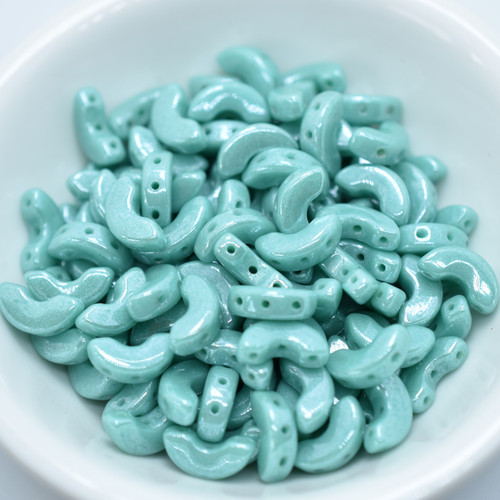 25 Beads - Arcos® par Puca® Paris Opaque Green Turquoise Luster - Czech Glass