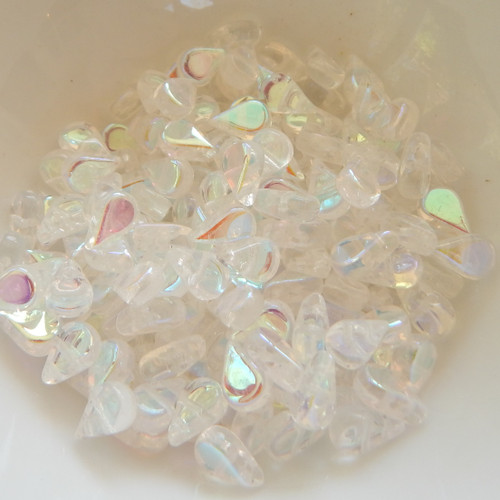 30 Beads - 5x8mm Amos® par Puca® Two Hole Drop Shape Crystal AB