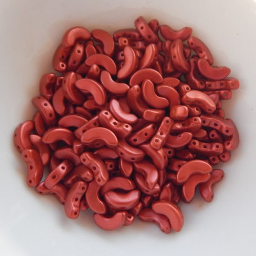 25 Beads - Arcos® par Puca® Paris - Red Matte Metallic - Czech Glass
