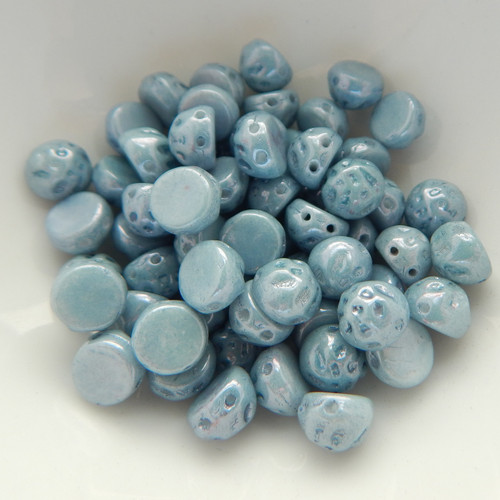 Baroque Cabochon 7mm 2-Hole (20 beads) Chalk Blue Luster