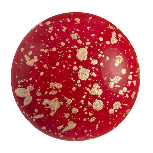 Cabochon Par Puca® 18mm - Opaque Coral Red Splash - (1 Piece) Czech Glass Cab
