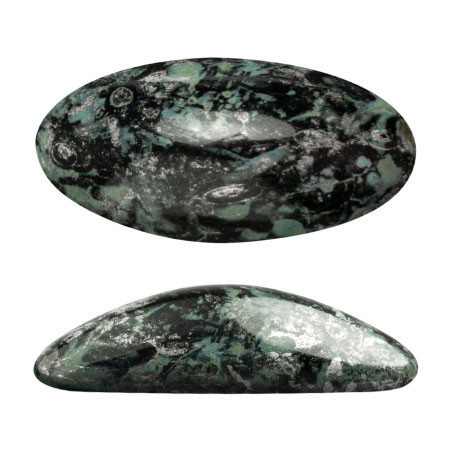2 Pieces - Athos® Par Puca® Paris® 20x10mm - Jet New Picasso - Czech Glass Cab