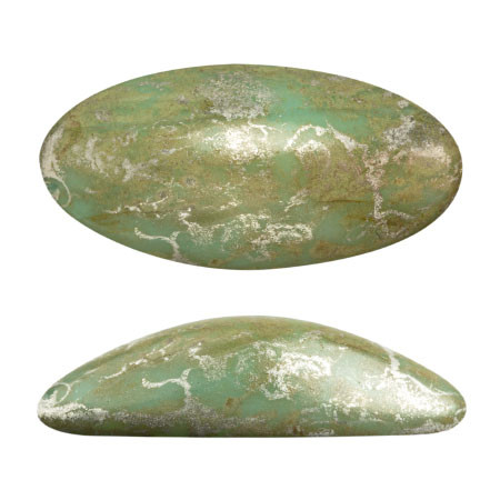 2 Pieces - Athos® Par Puca® Paris® 20x10mm - Opaque Light Green Turquoise New Picasso - Czech Glass Cab
