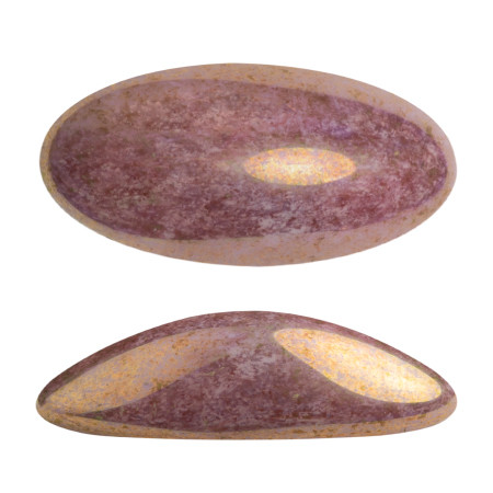 2 Pieces - Athos® Par Puca® Paris® 20x10mm - Opaque Mix Violet Gold Ceramic Look - Czech Glass Cab