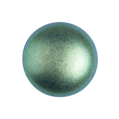 Cabochon Par Puca® 18mm - Metallic Matte Green Turquoise - (1 Piece) Czech Glass Cab