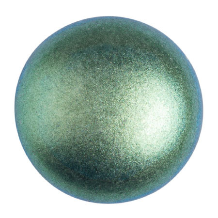 Cabochon Par Puca® 25mm -Metallic Matte Green Turquoise - (1 Piece) Czech Glass Cab