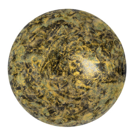 Cabochon Par Puca® 25mm - Metallic Matte Old Gold Spotted - (1 Piece) Czech Glass Cab