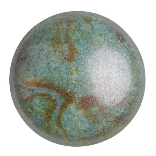 Cabochon Par Puca® 25mm - Opaque Mix Blue Green Ceramic Look - (1 Piece) Czech Glass Cab