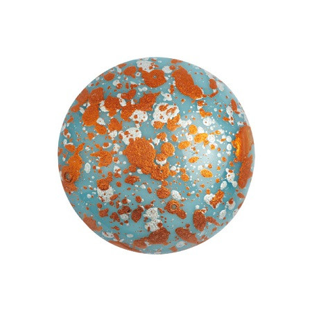 Cabochon Par Puca® 25mm - Opaque Aqua Tweedy - (1 Piece) Czech Glass Cab