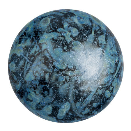 Cabochon Par Puca® 25mm - Metallic Matte Blue Spotted - (1 Piece) Czech Glass Cab