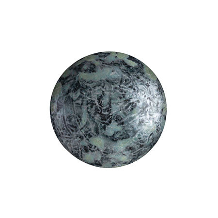 Cabochon Par Puca® 14mm - Metallic Matte Old Silver Spotted - (1 Piece) Czech Glass Cab