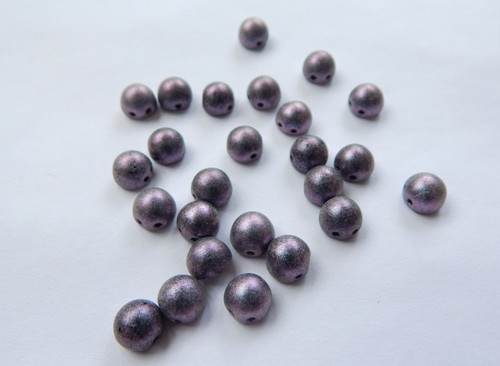 25 Beads - Cabochon 7mm 2-Hole Polychrome Orchid Aqua
