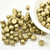 Cabochon 7mm 2-Hole (25 beads) Saturated Metallic Golden Lime CzechMates