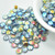 Lentil (50 beads) Top-drilled Blue Rainbow Czech Glass