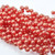 25 Beads - Top Hole Round 6mm Sueded Gold Ruby Red- Czech Glass