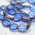 10 Beads -12x14mm Sapphire Blue Bronze Edge Table Cut Czech Glass