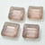 13mm Table Cut Square, Pink Wash, 4 Beads, Czech Glass