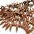 5x17mm Bird Feather Drop Beige Travertin (25 beads) Pressed Czech Glass