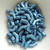 30 Beads - Bridge 3x12mm Suede Blue 3-Hole Czech Glass