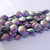 6 Beads - 14mm Cushion Round - Polychrome Orchid Aqua - Czech Glass