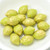 6 Beads - 14x10mm Lime, Fruit, Opaque Green with Gold Wash - Czech Glass