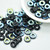 15 Beads - 10mm Ring, Jet AB, Czech Glass