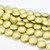 6 Beads - 14mm Cushion Round - Satin Metallic Chartreuse - Czech Glass