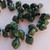 11x8mm Spade Green Black Stripe (10 beads) Czech Glass Beads