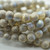 10 Beads - 8mm Druk Rounds, Ivory Etched, Antique Silver AB Wash, Pressed Czech Glass
