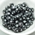 15 Beads - 7mm Cube Silver Star, Jet Black - Czech Glass