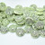 4 Beads - 14mm Coin, 2-Hole, Jet/Black Light Green Laser Contour, Czech Glass