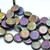 4 Beads - 14mm Coin, 2-Hole Jet Sliperit Laser Contour, Czech Glass