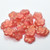 14mm Flat Blossom Flower Center Hole (10 beads) Pink Tangerine Gold Sparkle Czech Glass