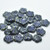 14mm Flat Blossom Flower Center Hole (10 beads) Jet Picasso Purple, Czech Glass