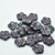 14mm Flat Blossom Flower Center Hole (10 beads) Jet Picasso Pink, Czech Glass
