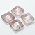 13mm Table Cut Square, Pink Gold Wash, 4 Beads, Czech Glass