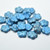 14mm Flat Blossom Flower Center Hole Blue Wash, 10 beads Czech Glass