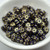 6mm Flat Daisy Dark Blue, Navy Gold Inlay, 25 Beads Czech Glass